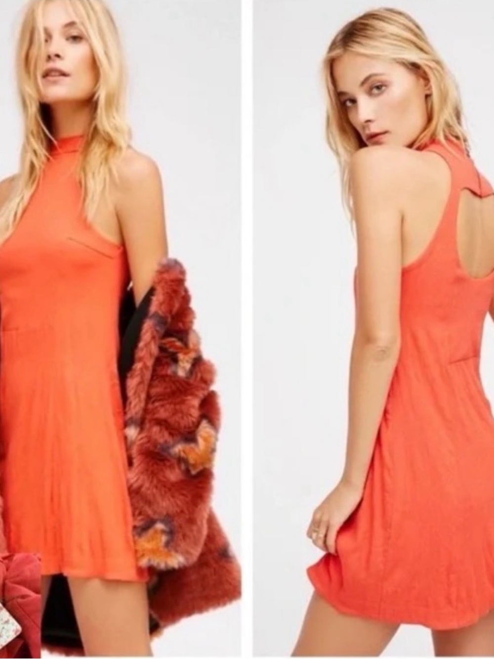Free People Kitty Kat Dress Red Orange